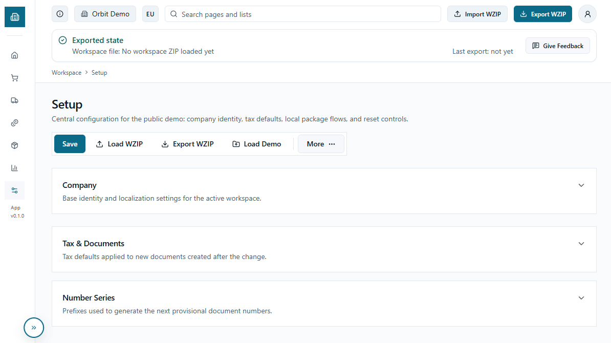 Quote2Invoice workspace setup